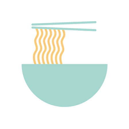 plate with noodles and two chopsticks vector illustration designのイラスト素材