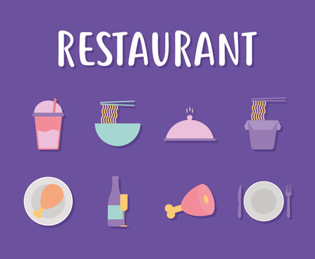 restaurant lettering with a bundle of restaurant icons vector illustration designの写真素材