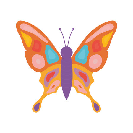 hand drawn butterfly with a different colors like purple and red vector illustration designのイラスト素材