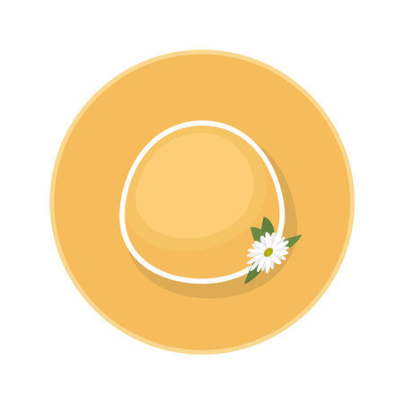 beach hat with a white flower vector illustration designのイラスト素材