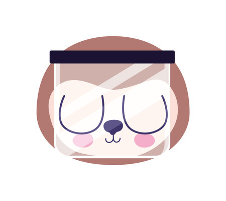 cute sloth with safety mask vector illustration designのイラスト素材