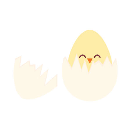 cracked egg with one chick inside of it vector illustration designのイラスト素材