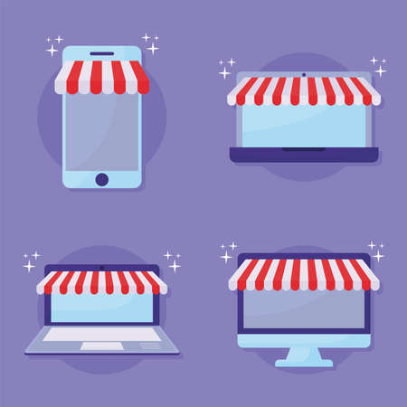 bundle of online store icons vector illustration designのイラスト素材
