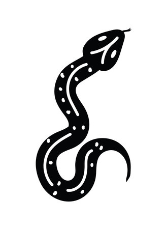 minimalist tattoo of a snake over a white background vector illustration design