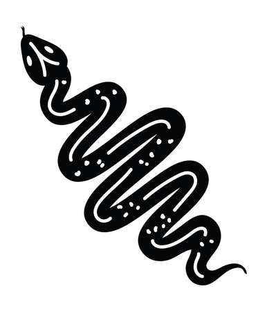 minimalist tattoo of a snake in a white background vector illustration designのイラスト素材