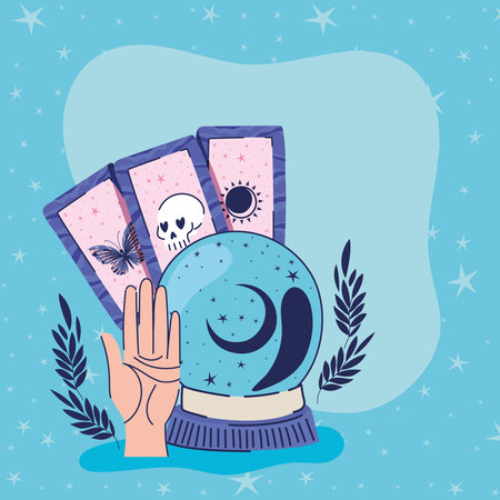 crystall ball and set of esoteric icons vector illustration designのイラスト素材