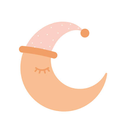 sleepy moon with hat iconのイラスト素材