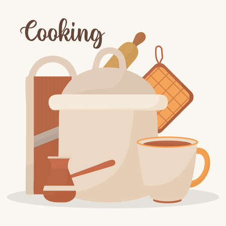 poster with cooking equipments iconsのイラスト素材