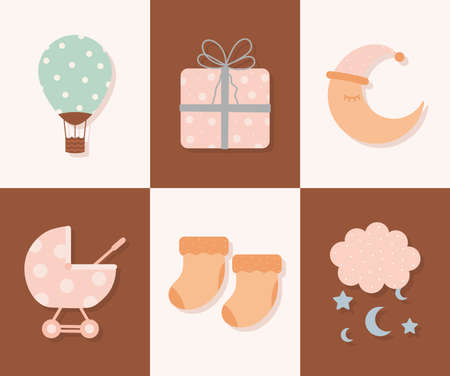 set of six baby iconsのイラスト素材