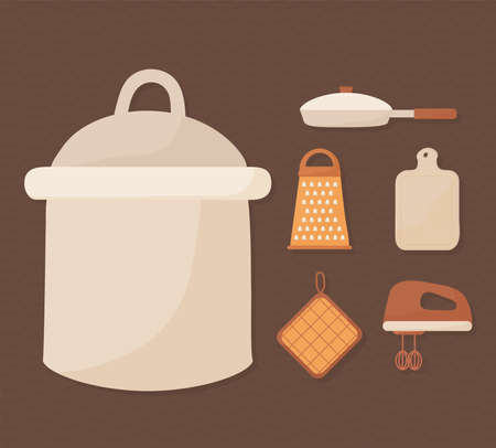 six cooking equipment set iconsのイラスト素材