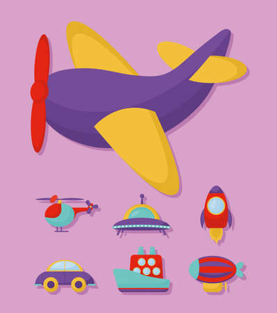 set of seven transport iconsのイラスト素材