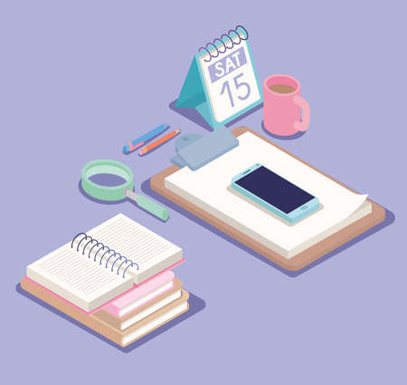 grouped workspace icons on purpleのイラスト素材