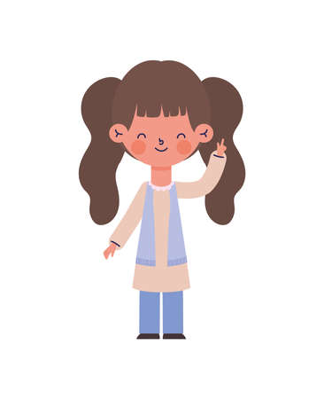 youth happy girl with braidsのイラスト素材