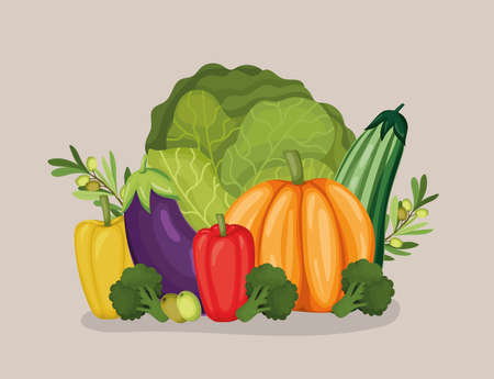 healthy vegetables pack over grayのイラスト素材