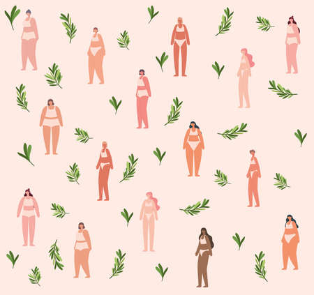 cute women wallpaper with branchesのイラスト素材