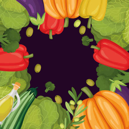 healthy and fresh vegetables frameのイラスト素材