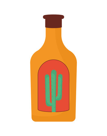 bottle of tequila with cactusのイラスト素材