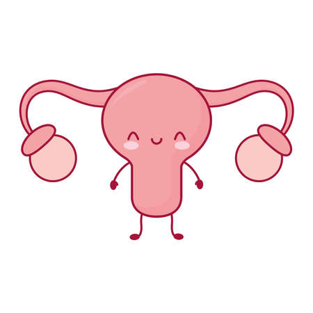 smiling uterus icon over whiteのイラスト素材