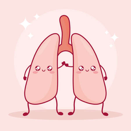 cute smiling lungs and sparksのイラスト素材