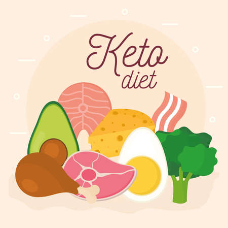 keto diet card with foodのイラスト素材