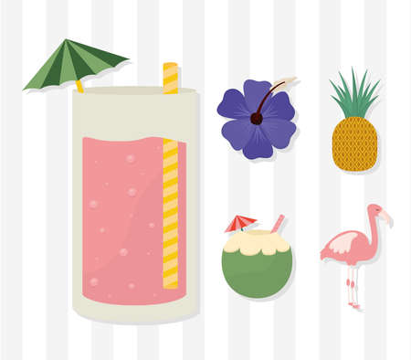 set of five summer iconsのイラスト素材