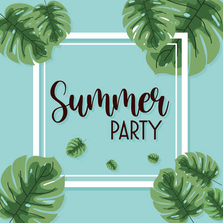 summer party lettering in bannerのイラスト素材