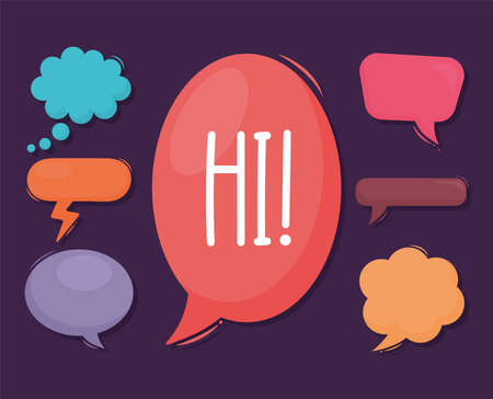 cute dialog clouds icons groupのイラスト素材