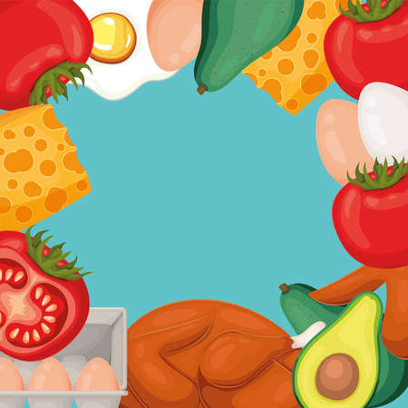 helathy and fres food frameのイラスト素材