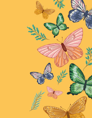 cute colored butterflies icons bundleのイラスト素材