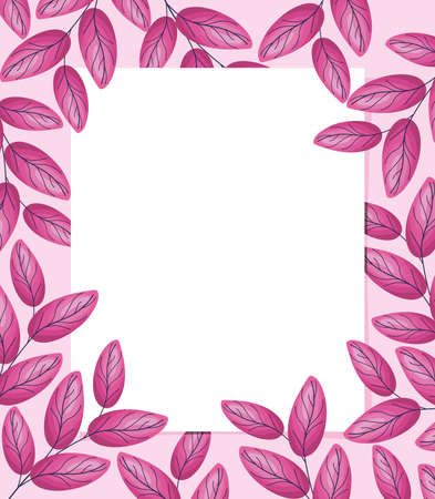 leaves frame and white backgroundのイラスト素材