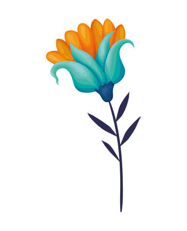 cute flower and stem designのイラスト素材