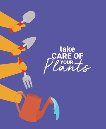 take care your plants letteringのイラスト素材