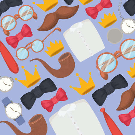 fathers icons set over purpleのイラスト素材