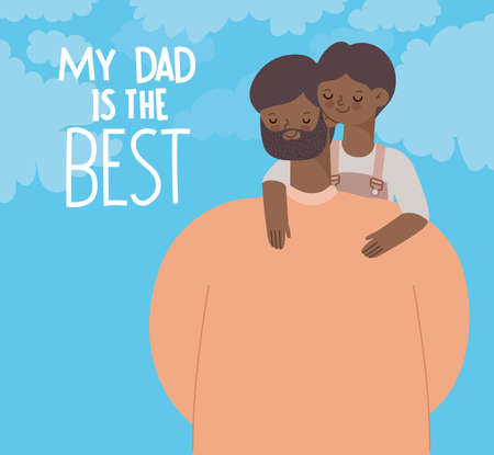 daddys day with cute afro familyのイラスト素材