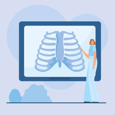woman teach rheumatology with ribsのイラスト素材