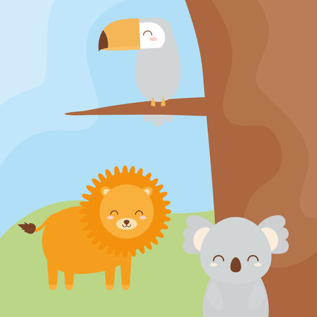 bundle of cute baby animalsのイラスト素材