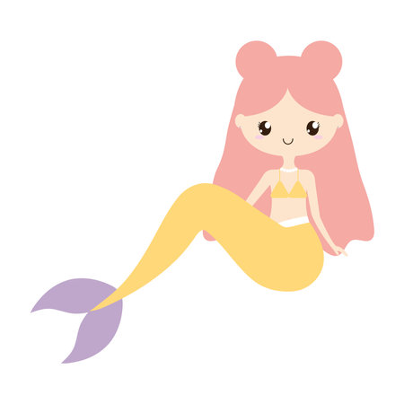 beautiful mermaid with yellow tailのイラスト素材