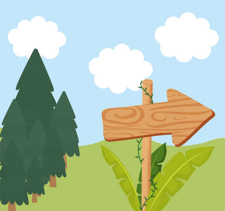 arrow wood poster over grassのイラスト素材