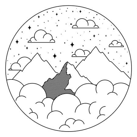 nice landscape insignia over whiteのイラスト素材