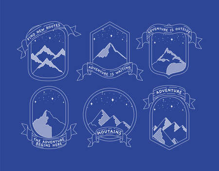 travel emblems set over blueのイラスト素材