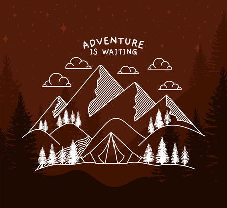 cute travel insignia over landscapeのイラスト素材