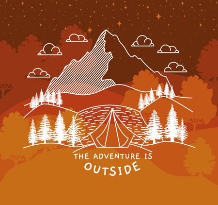 nice travel emblem over montainsのイラスト素材