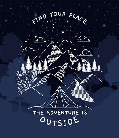 nice travel badge over montainsのイラスト素材