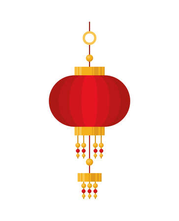 red chinese lamp with ornamentsのイラスト素材
