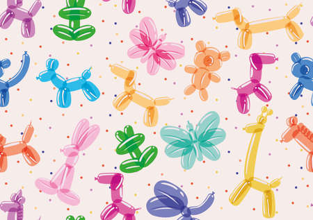 animal balloon seamless with dots designのイラスト素材