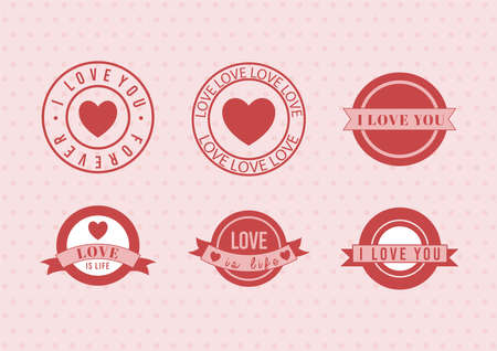 set of six love stampsのイラスト素材
