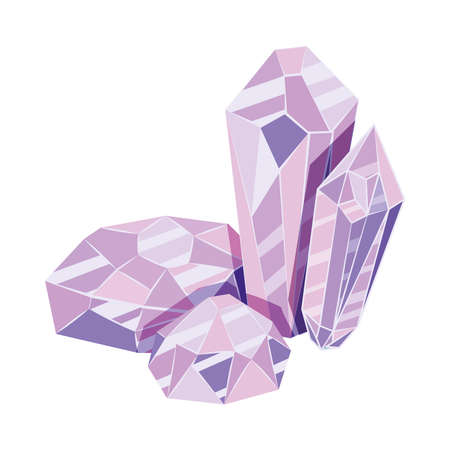 set of amethyst over whiteのイラスト素材