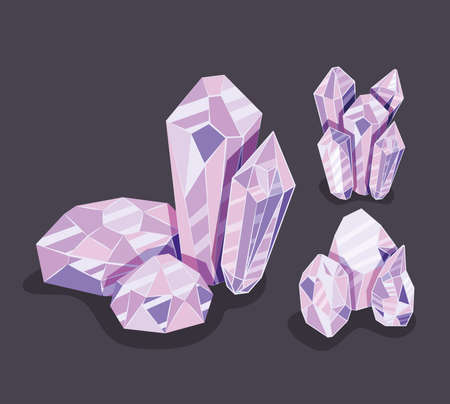 amethyst icons pack over blackのイラスト素材