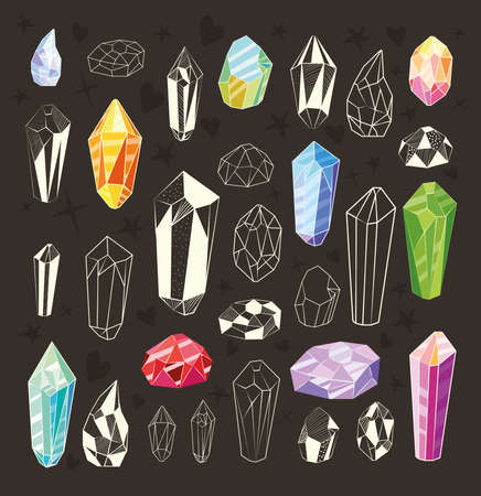 crystals designs set over blackのイラスト素材