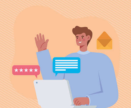 man and laptopのイラスト素材